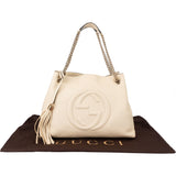 Gucci White Leather GG Soho Crossbody Bag