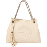 Gucci White Leather GG Soho Crossbody Bag