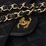 Chanel Quilted Caviar Leather Jumbo Double Flap Crossbody Bag