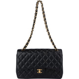 Chanel Quilted Caviar Leather Jumbo Double Flap Crossbody Bag