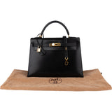 Hermès Black Boxcalf Kelly 32 Handbag