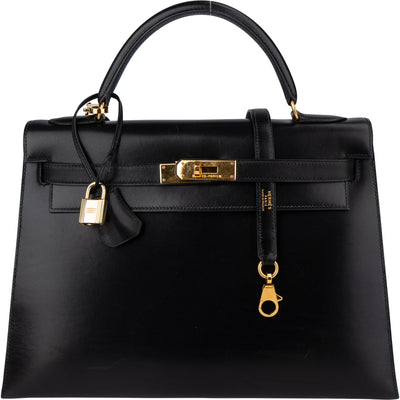 Hermès Black Boxcalf Kelly 32 Handbag