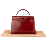 Hermès Bordeaux Boxcalf Kelly 32 Handbag