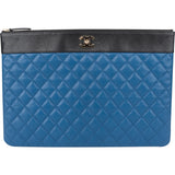 Chanel Quilted Bicolor Leather CC Clutch