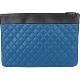 Chanel Quilted Bicolor Leather CC Clutch