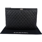 Chanel Quilted Caviar Leather CC Boy Clutch