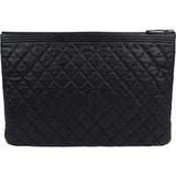 Chanel Quilted Caviar Leather CC Boy Clutch