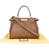 Fendi Brown Leather Peekaboo Handbag - vintageandkickz