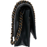 Chanel Quilted Dark Green Patent Leather Boy Wallet On Chain Crossbody Bag