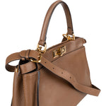 Fendi Brown Leather Peekaboo Handbag - vintageandkickz