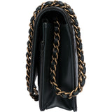 Chanel Quilted Dark Green Patent Leather Boy Wallet On Chain Crossbody Bag