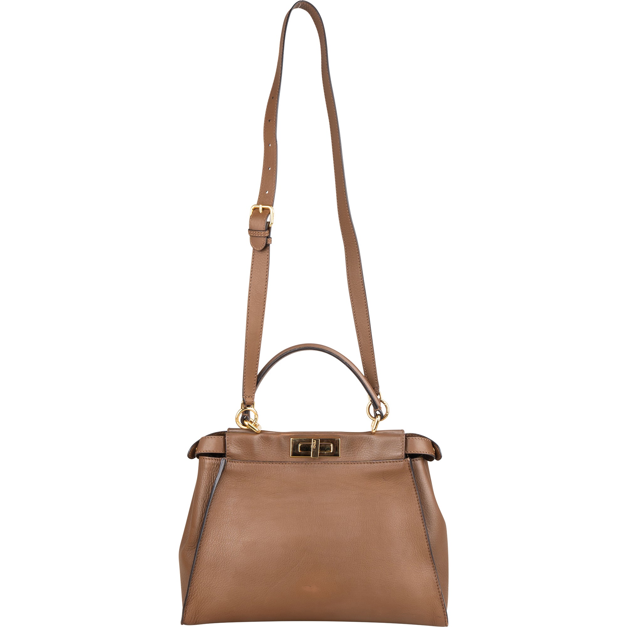 Fendi Brown Leather Peekaboo Handbag - vintageandkickz