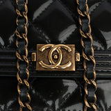 Chanel Quilted Dark Green Patent Leather Boy Wallet On Chain Crossbody Bag