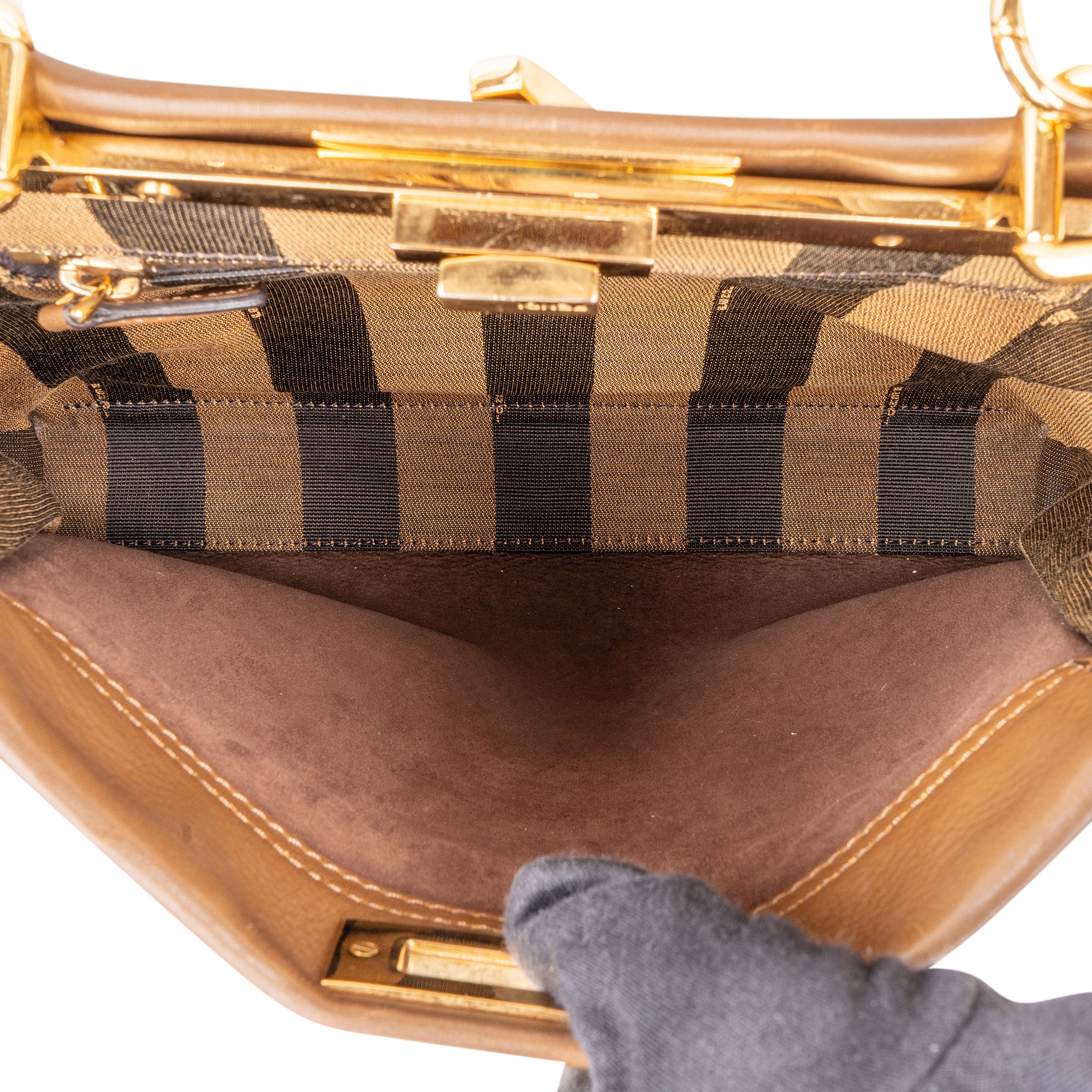 Fendi Brown Leather Peekaboo Handbag - vintageandkickz