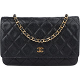 Chanel Quilted Caviar Leather Wallet On Chain Crossbody Bag