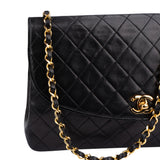 Chanel Quilted Lambskin 24K Gold Single Flap Shoulder Bag