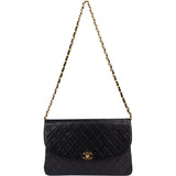 Chanel Quilted Lambskin 24K Gold Single Flap Shoulder Bag