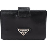 Prada Black Saffiano Leather Triangle Cardholder