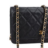 Chanel Quilted Caviar Leather Wallet On Chain Crossbody Bag