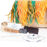 Prada Multicolor Feathers Canapa Handbag