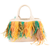 Prada Multicolor Feathers Canapa Handbag