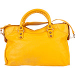 Balenciaga Yellow Leather City Handbag - vintageandkickz