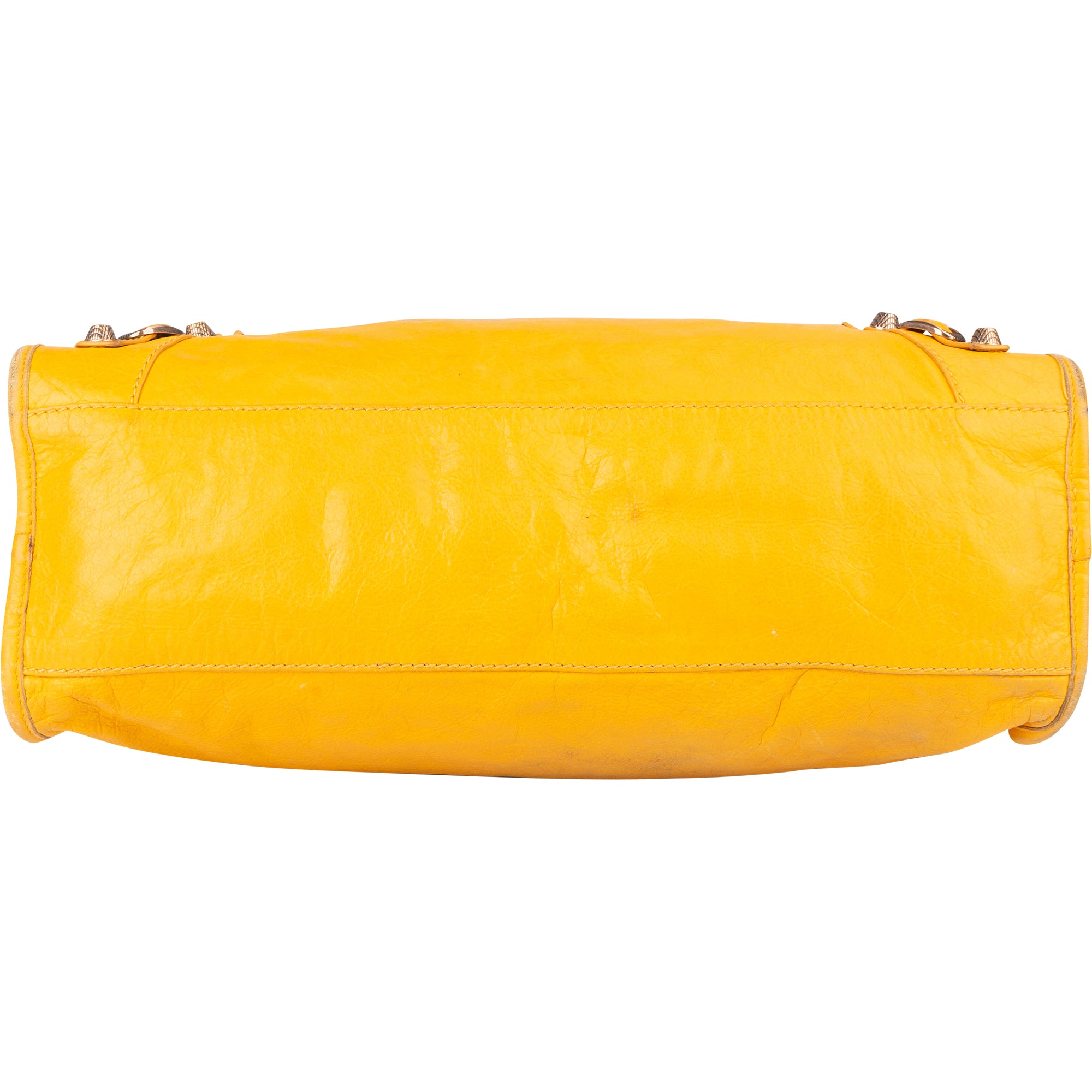 Balenciaga Yellow Leather City Handbag - vintageandkickz