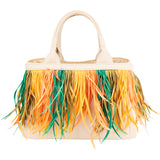 Prada Multicolor Feathers Canapa Handbag