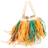 Prada Multicolor Feathers Canapa Handbag