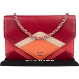 Chanel Multicolor Lambskin Single Flap Wallet On Chain Crossbody Bag