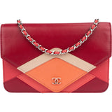 Chanel Multicolor Lambskin Single Flap Wallet On Chain Crossbody Bag