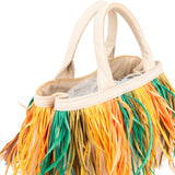 Prada Multicolor Feathers Canapa Handbag