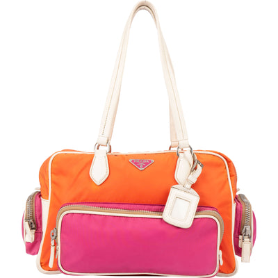 Prada Tricolor Colorblock Nylon Handbag - vintageandkickz