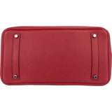 Hermès Clemence Leather Palladium Rouge H Birkin 35 Handbag