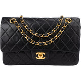 Chanel Quilted Lambskin 24K Gold Medium Double Flap Crossbody Bag
