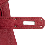 Hermès Clemence Leather Palladium Rouge H Birkin 35 Handbag