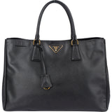 Prada Black Saffiano Leather Galleria Handbag