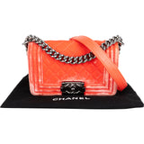 Chanel Quilted Velvet Boy Single Flap Crossbody Bag