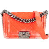 Chanel Quilted Velvet Boy Single Flap Crossbody Bag