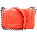 Chanel Quilted Velvet Boy Single Flap Crossbody Bag