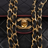Chanel Bicolor Quilted Leather 24K Gold Single Flap Crossbody Bag