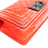 Chanel Quilted Velvet Boy Single Flap Crossbody Bag