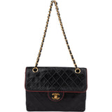 Chanel Bicolor Quilted Leather 24K Gold Single Flap Crossbody Bag