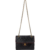 Chanel Bicolor Quilted Leather 24K Gold Single Flap Crossbody Bag