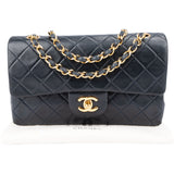 Chanel Quilted Lambskin 24K Gold Small Double Flap Crossbody Bag