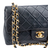 Chanel Quilted Lambskin 24K Gold Small Double Flap Crossbody Bag