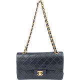 Chanel Quilted Lambskin 24K Gold Small Double Flap Crossbody Bag