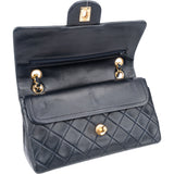 Chanel Quilted Lambskin 24K Gold Small Double Flap Crossbody Bag