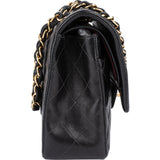 Chanel Quilted Lambskin 24K Gold Double Flap Crossbody Bag