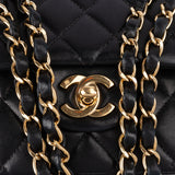 Chanel Quilted Lambskin 24K Gold Double Flap Crossbody Bag